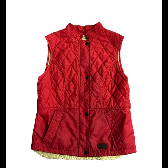 $169 Hunter Quilted Vest Full Zip Women's Sz 0 Red with Pockets water resistant - Picture 1 of 14